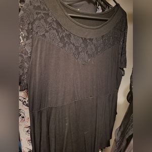 Black Tee with lace detail